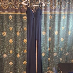 City Studio Navy Blue Spaghetti Strap Prom Dress